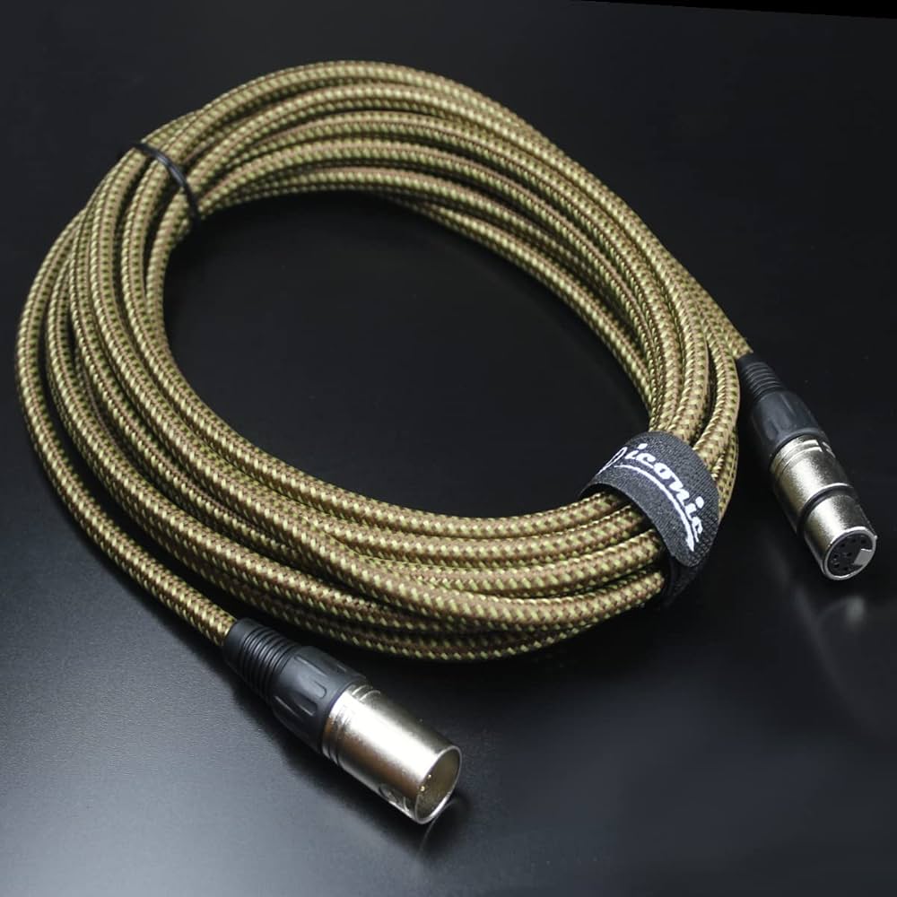 7ピンXLR 20?ftメスtoオス真空チューブマイク20?'ケーブルコードブラックツイード dwos6rj Amazon.com: Iconic Cables 7 Pin XLR 20ft Female to Male